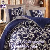 سرویس ملحفه کاتن باکس مدل SatenLine PERA دونفره 6 تکه