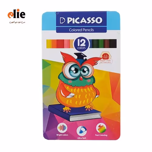 مداد رنگی 12 رنگ جعبه فلزی پیکاسو طرح P03