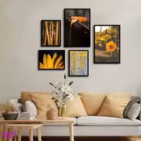 تابلو بکلیت طرح مدرن طبیعت پاییزی و گل مدل B-1650 مجموعه 5 عددی