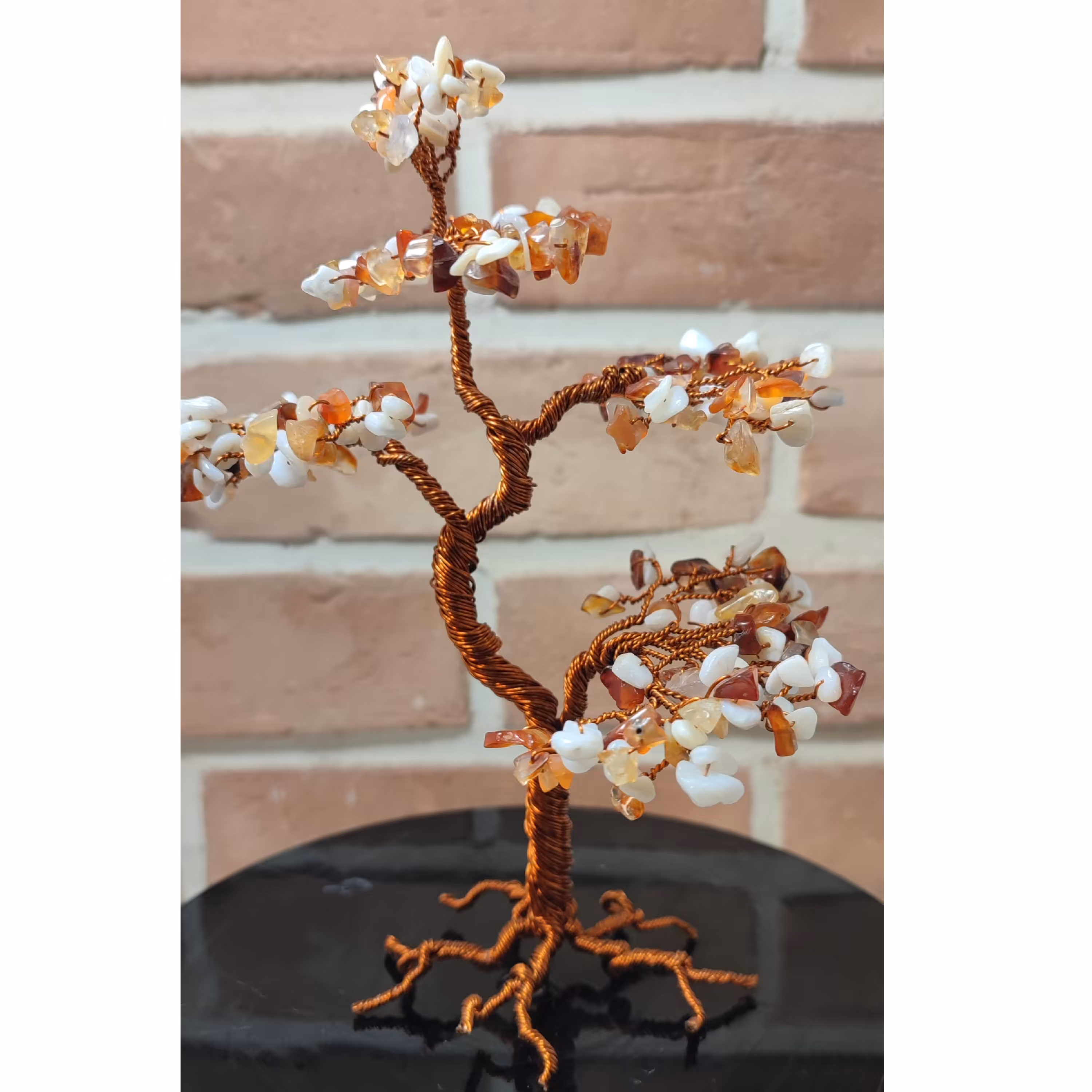 درخت مسی با سنگ های صدف وعقیق