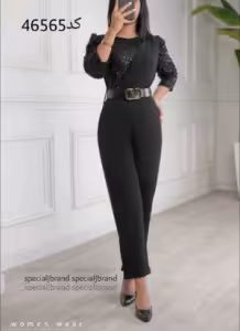 سرهمی زنانه کرپ کجراه وپولک چمنی مدل همراز