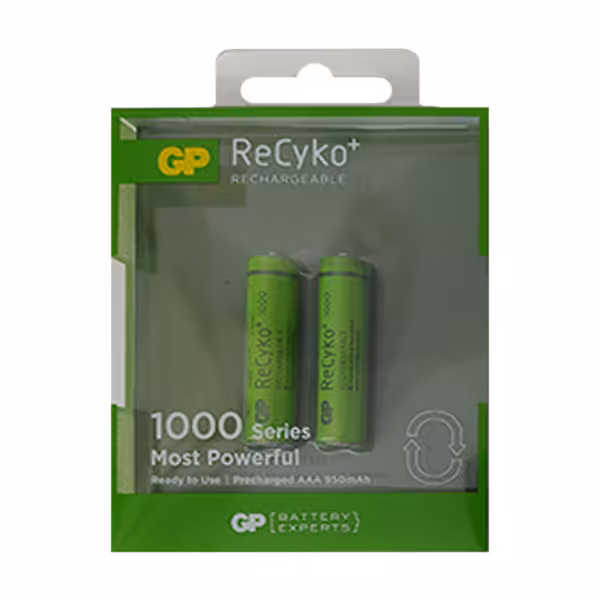 باتری شارژی نیم قلمی جی پی مدل Recyco  بسته 2 عددی