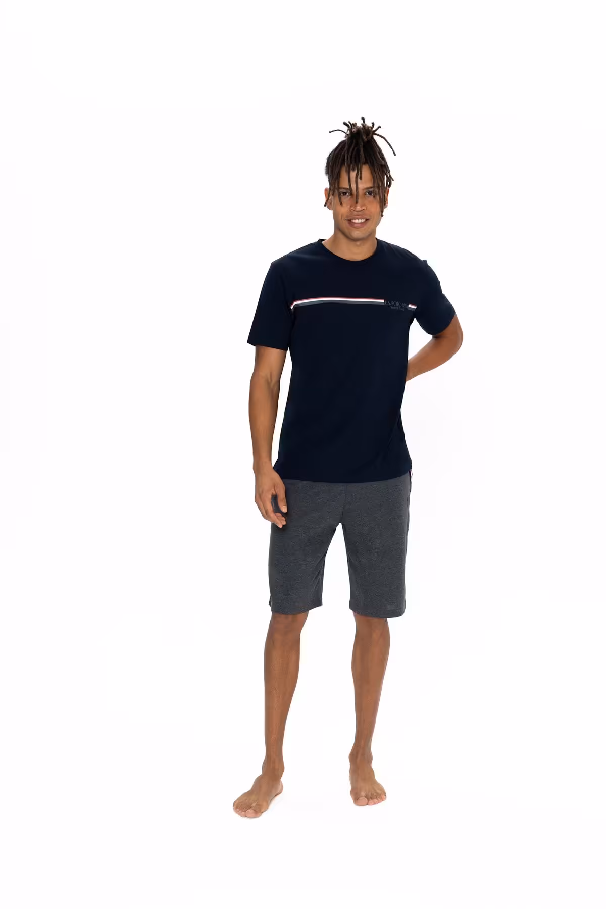 ست پیژامه آبی مردانه شورت های تی شرت YAKA USPA U.S. Polo Assn.