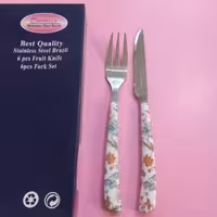 چاقو و چنگال میوه خوری 12 عددی طرح سرامیکی مارک ماربلا 6 عدد چنگال و 6 عدد کارد (چاقو و چنگال میوه خوری ) 