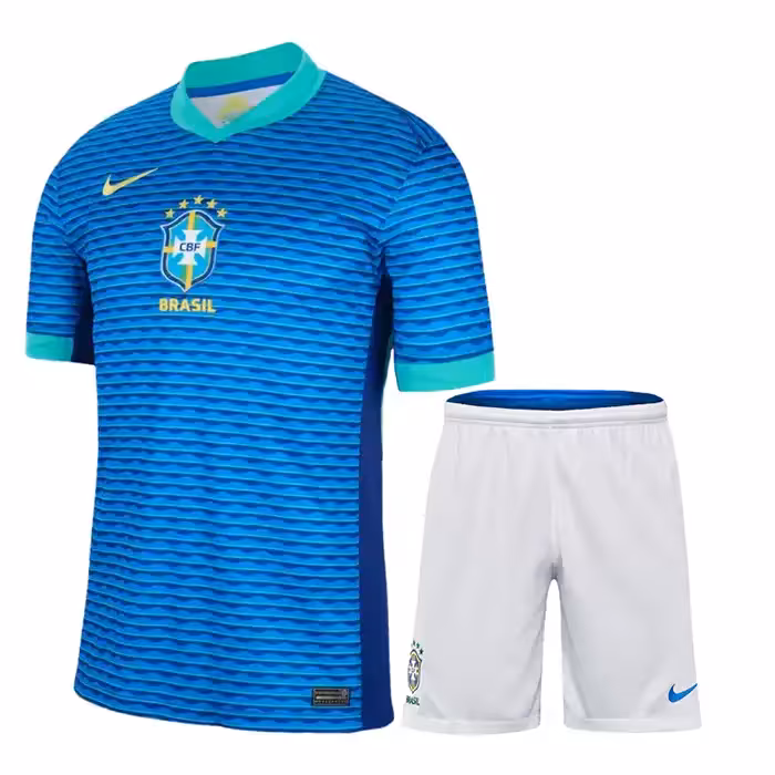 کیت دوم برزیل 2024 ست پیراهن و شورت با لوگوی دوختی و تایلندی