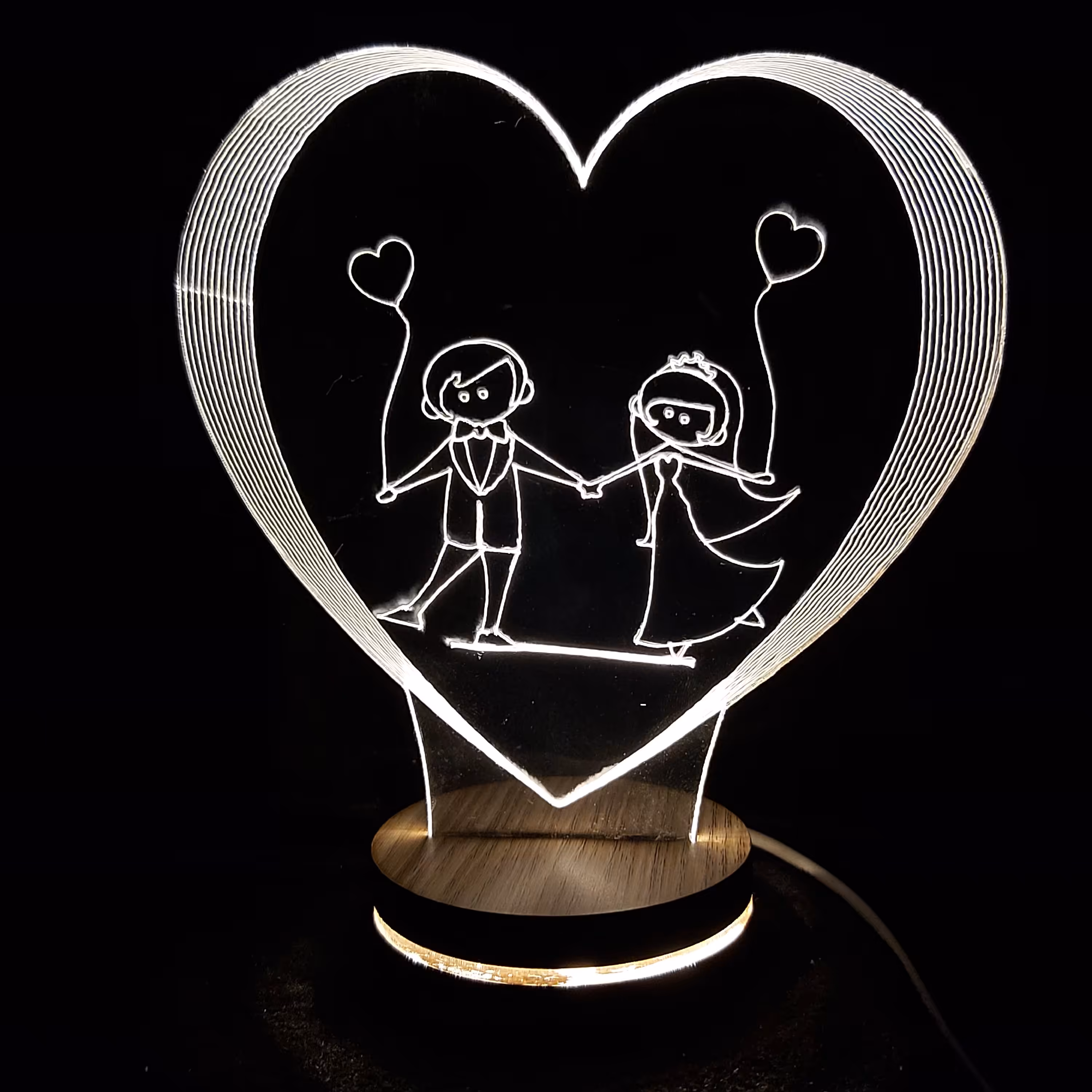 بالبینگ آباژور شبخواب چراغ خواب سه بعدی سالگرد ازدواج