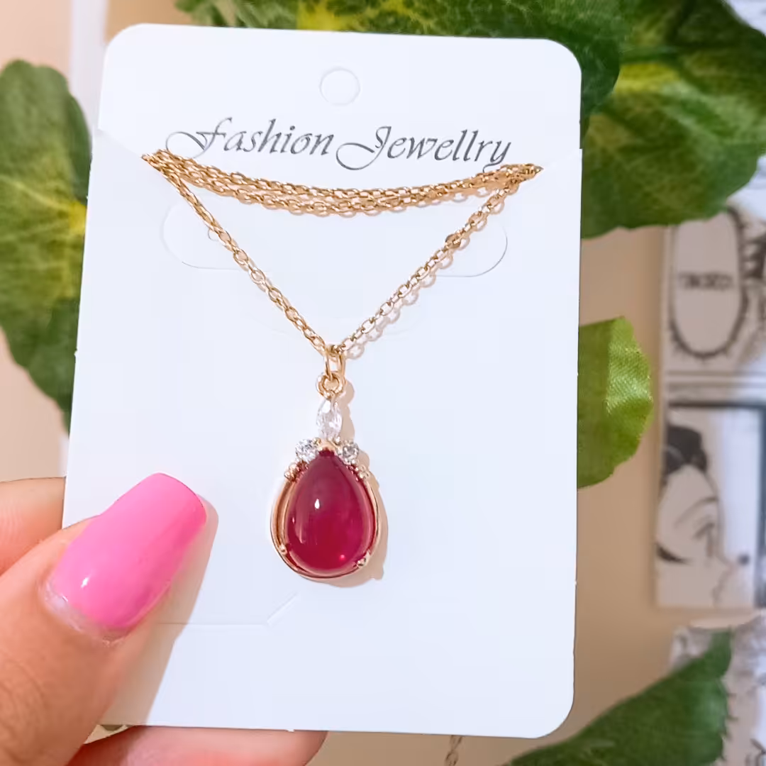 گردنبند سنگ اشکی گردنبند سنگ نگین دار گردنبند مجلسی گردنبند طلایی