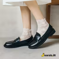 جوراب پاپوش روفرشی گیپور نیم ساق شکوفه سفید