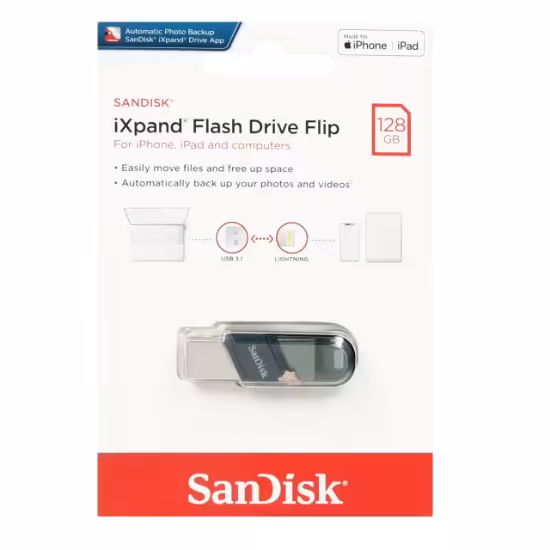 فلش مموری سن دیسک مدل iXPand Flip USB3.1 ظرفیت 128 گیگابایت
