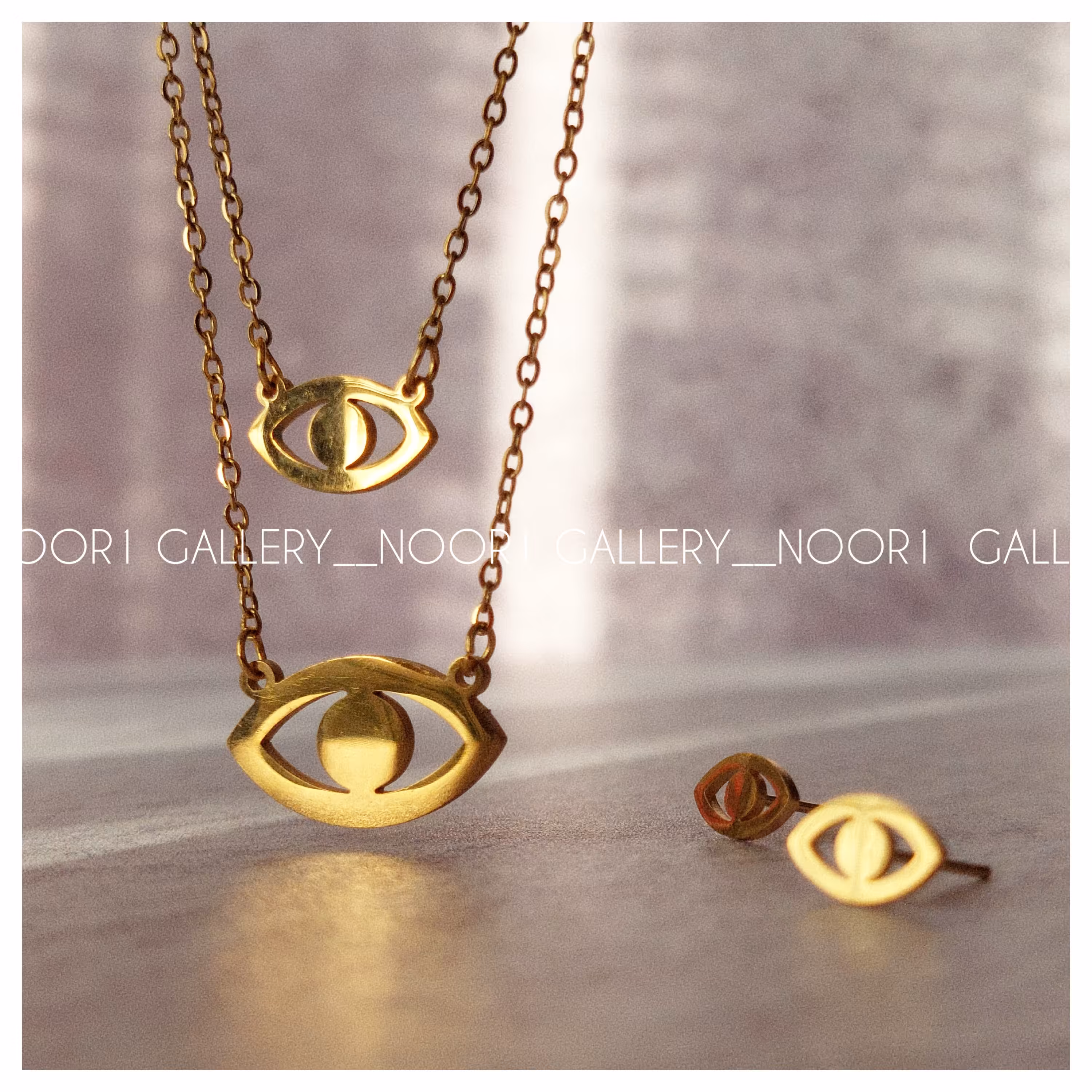 نیم ست استیل رنگ ثابت شنی دولاین طرح چشم نظر  برند Steel