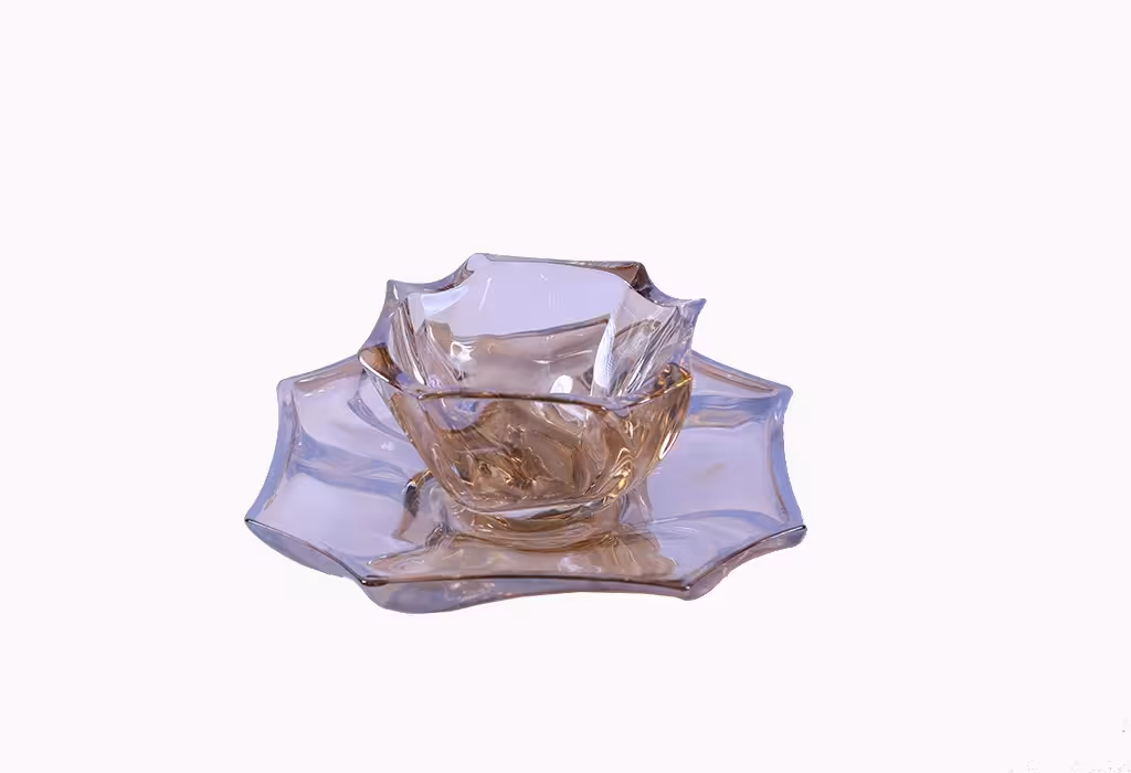 پیاله و پیش دستی کریستال بوهمیا