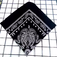 باندانا طرح بته جقه پارچه مشکی نخ پنبه