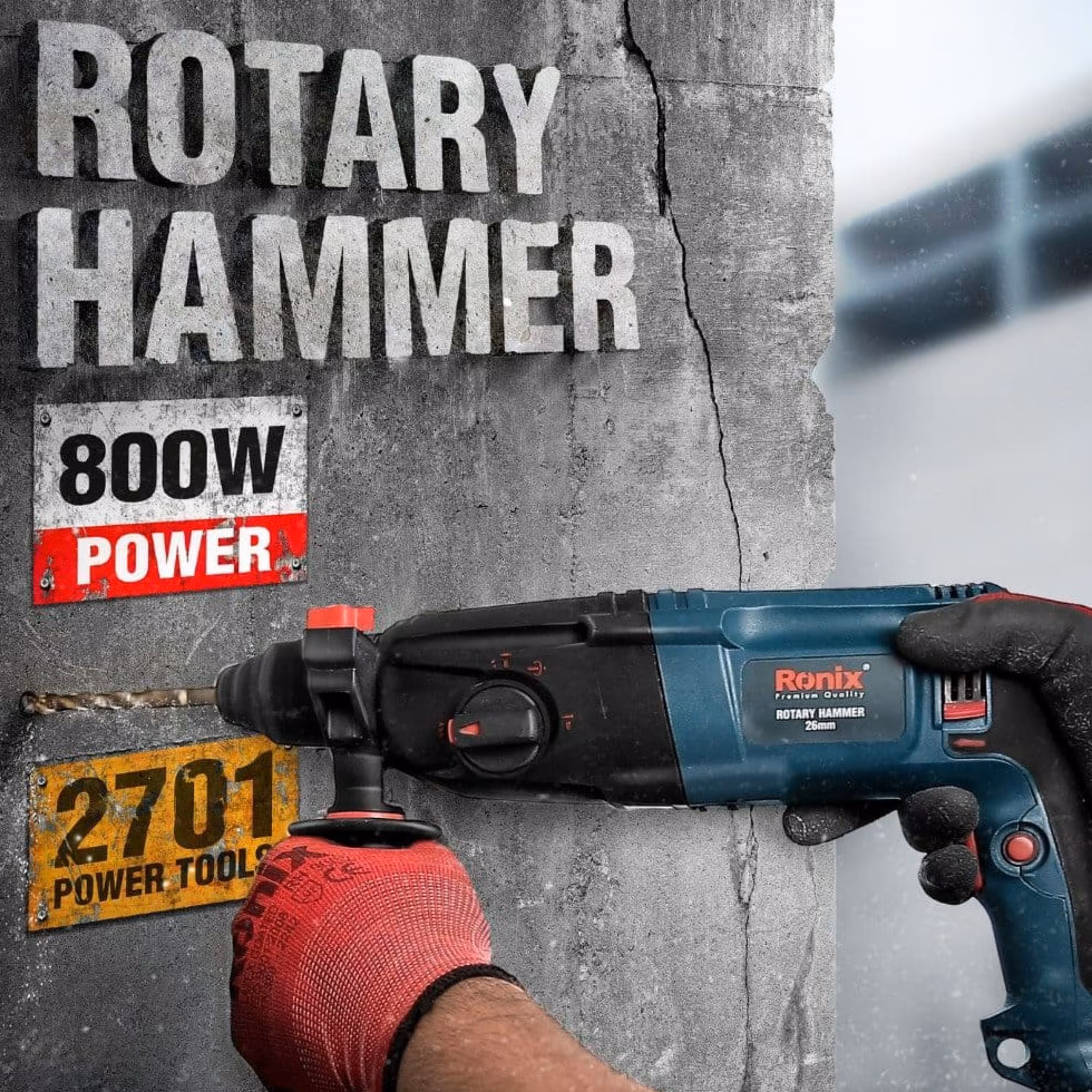 دریل و بتن کن رونیکس 800 وات  با کیف و متعلقات ضروری 2701 با برگ گارانتی
