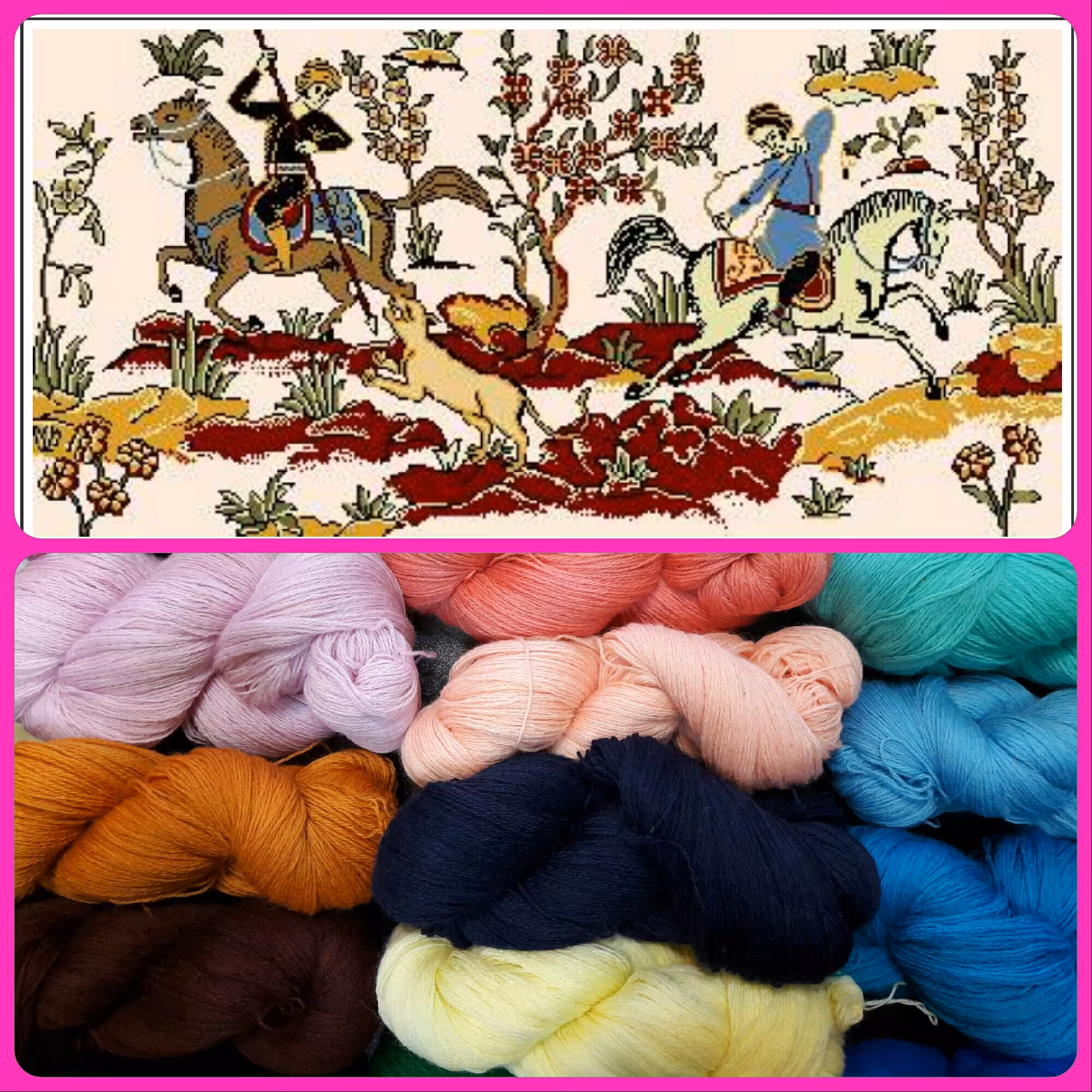 نخ ونقشه  تابلوفرش شکارگاه