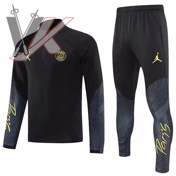 گرمکن شلوار نیم زیپ پاریسن ژرمن 2023 مشکی کد 2306006