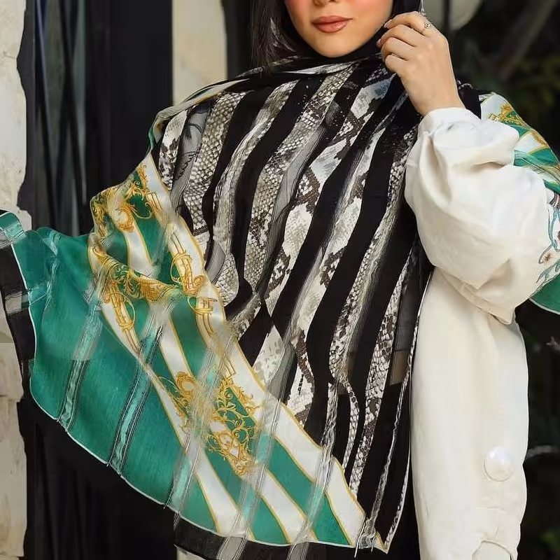 شال ابریشم میله ای وارداتی 3 کد 38438