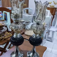 شمعدانی فلزی .آب کاری فورتیک.شیشه رنگی