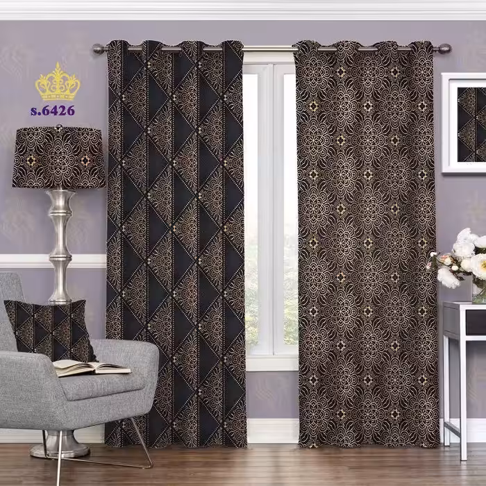 پرده پذیرایی دو قواره اسلیمی طرح ماندالا کد S6426