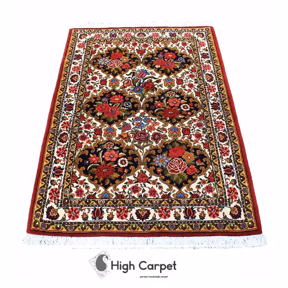 فرش دستبافت بختیار خشتی گل فرنگ یک و نیم متری کد 1114