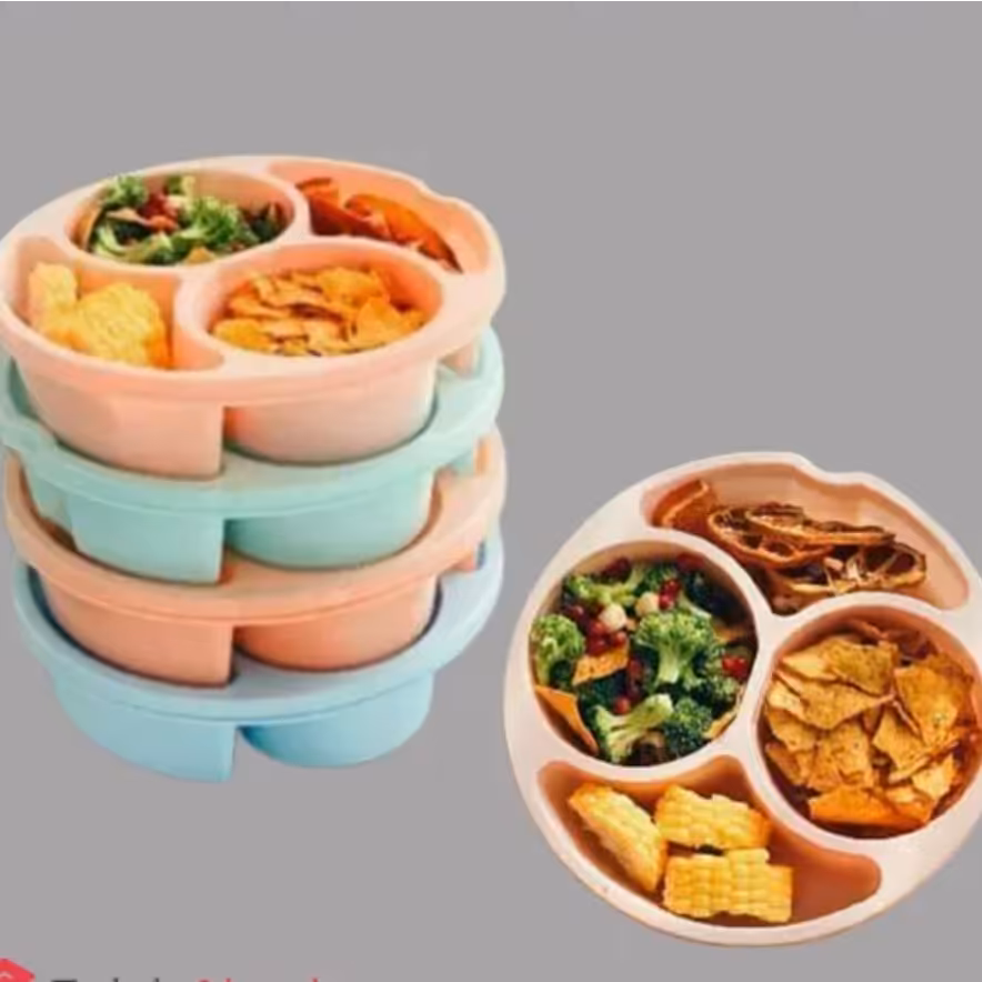 ظرف غذا 4خانه گرد درب دار