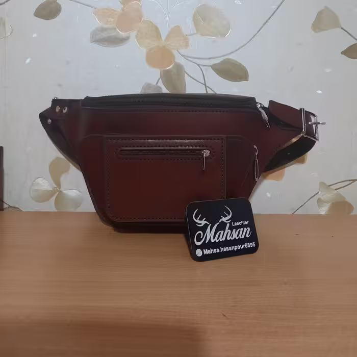 کیف کمری چرم گاوی دست دوز کد678