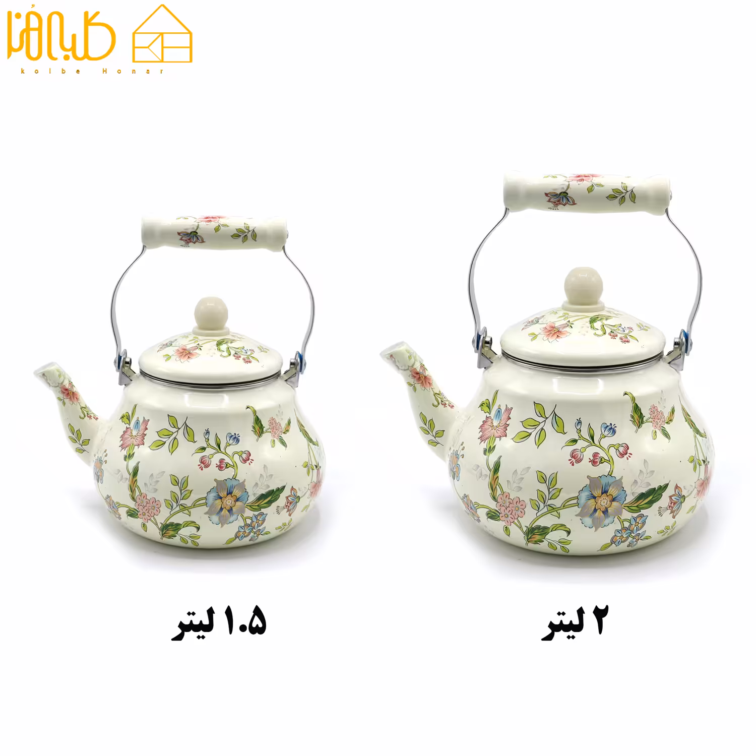 کتری لعابی گلدار