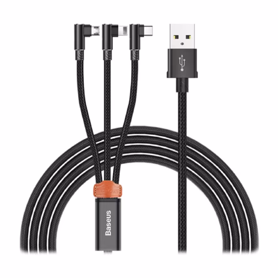 کابل 1.2 متری تبدیل USB-A به Lightning - Micro USB - Type C بیسوس CAMLT-WZ01
