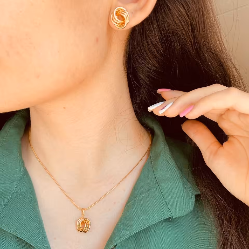 نیم ست مدل پیچی ژوپینگ ضد حساسینگ و رنگ ثابت حالت دو دایره در هم 