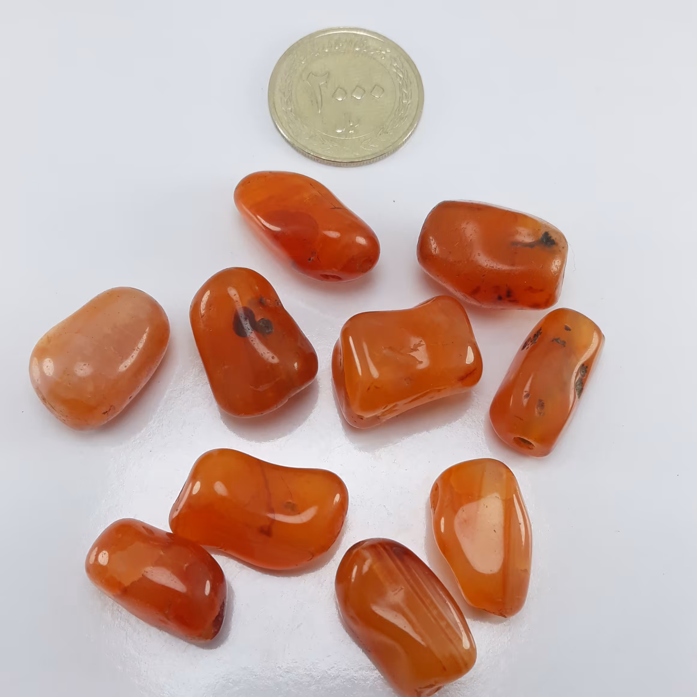 ده عدد مهره عقیق پرتقالی معدنی بسیار پرانرژی و خاص