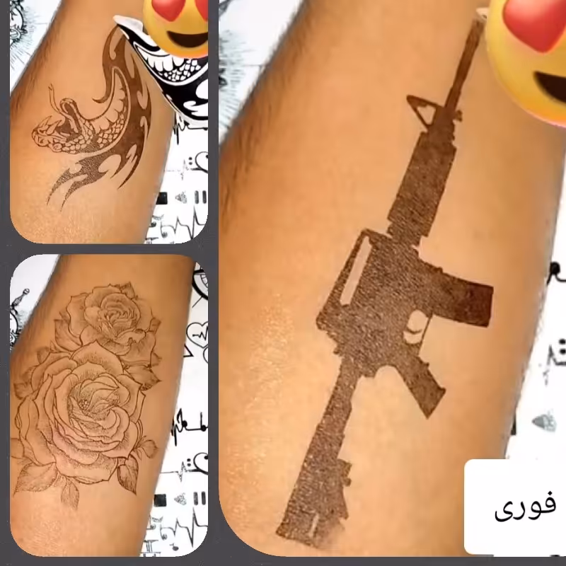 تاتو موقتی و فوری فقط در  10 ثانیه  و 500 طرح رایگان