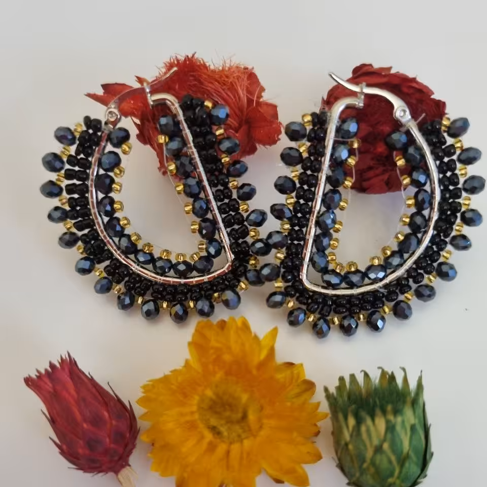 گوشواره منجوق و کریستال استیل