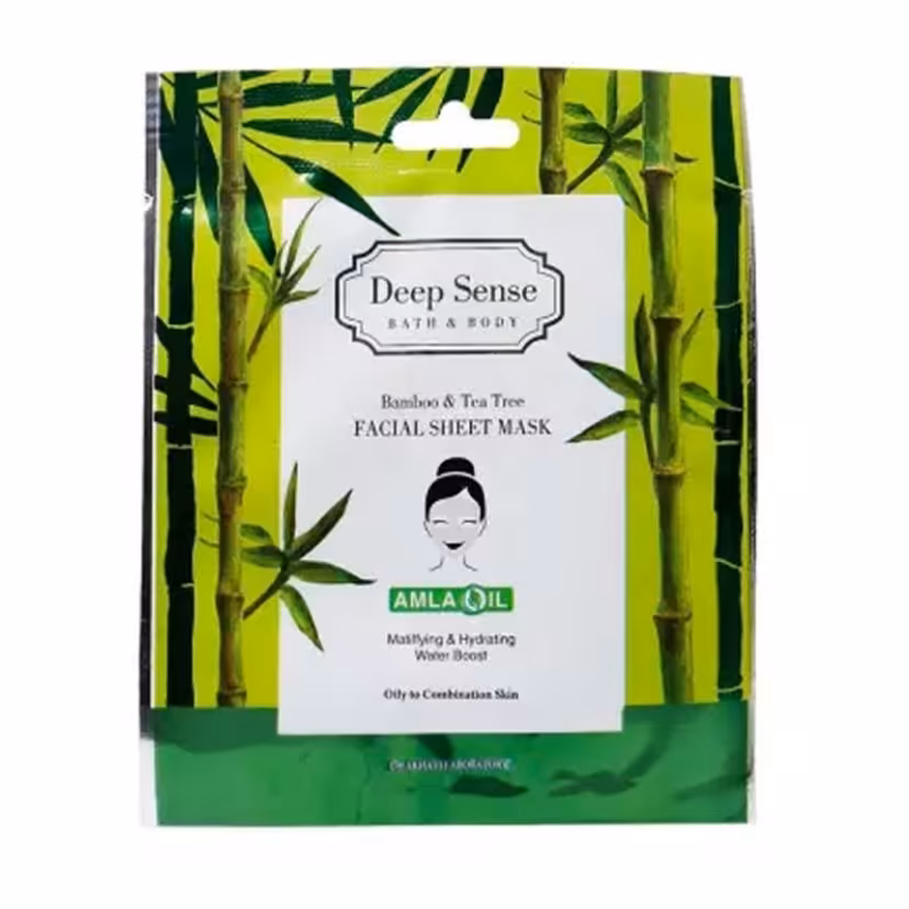 ماسک صورت ورقه ای بامبو و درخت چای مناسب پوست چرب و مختلط دیپ سنس