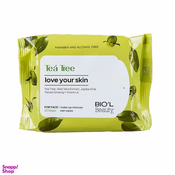 دستمال مرطوب بیول (Biol) مدل Tea Tree مخصوص پوست های چرب 20 عددی