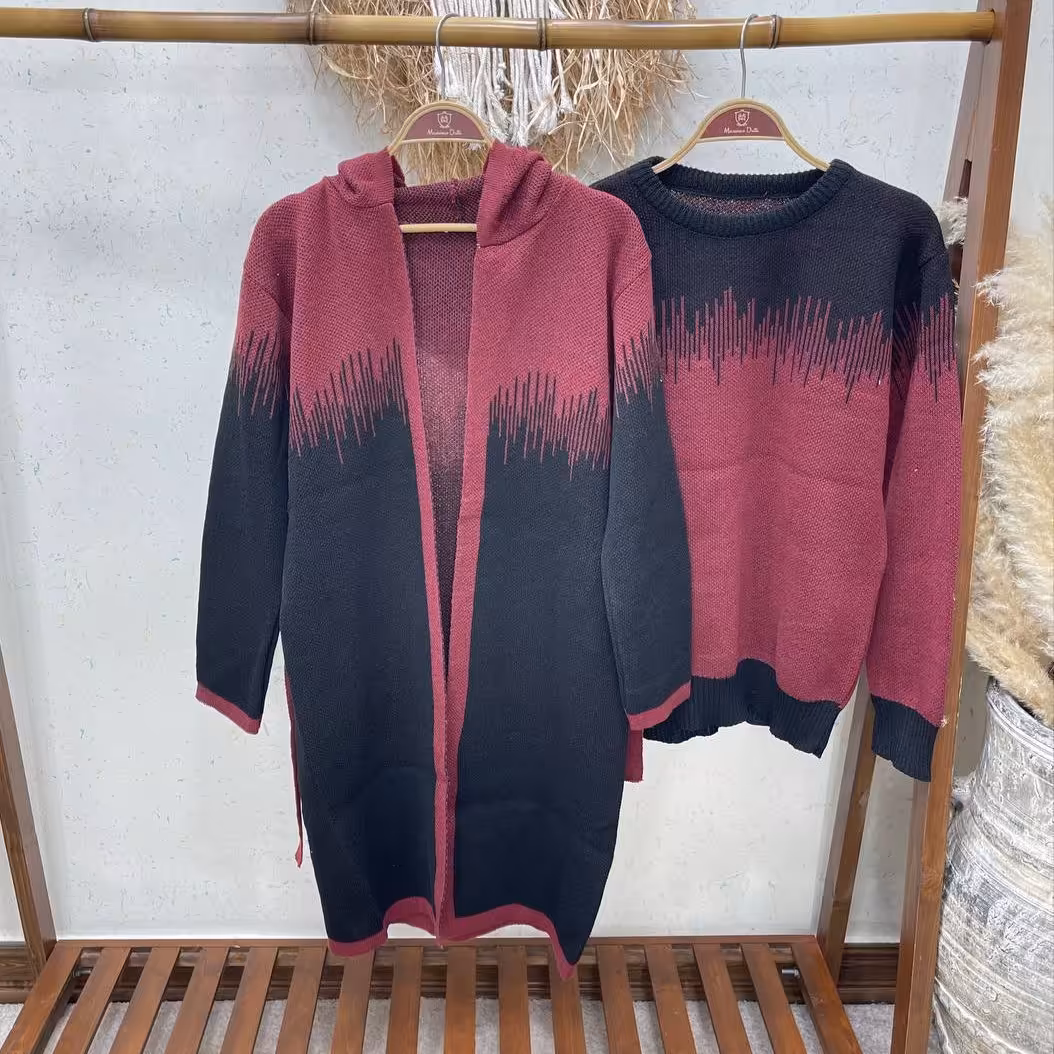 ست مانتو وبلوز زنانه ومردانه اکرولیک بافت زن ومرد فری سایز38تا46