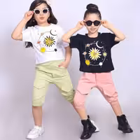 کراپ وشلوارک دخترانه سایز50  55  60  65  کراپ نخ پنبه و شلوار کتان