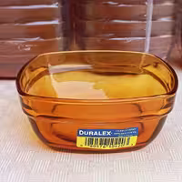 پیاله چهارگوش  دورالکس فرانسه عسلی  قطر 11 سانت