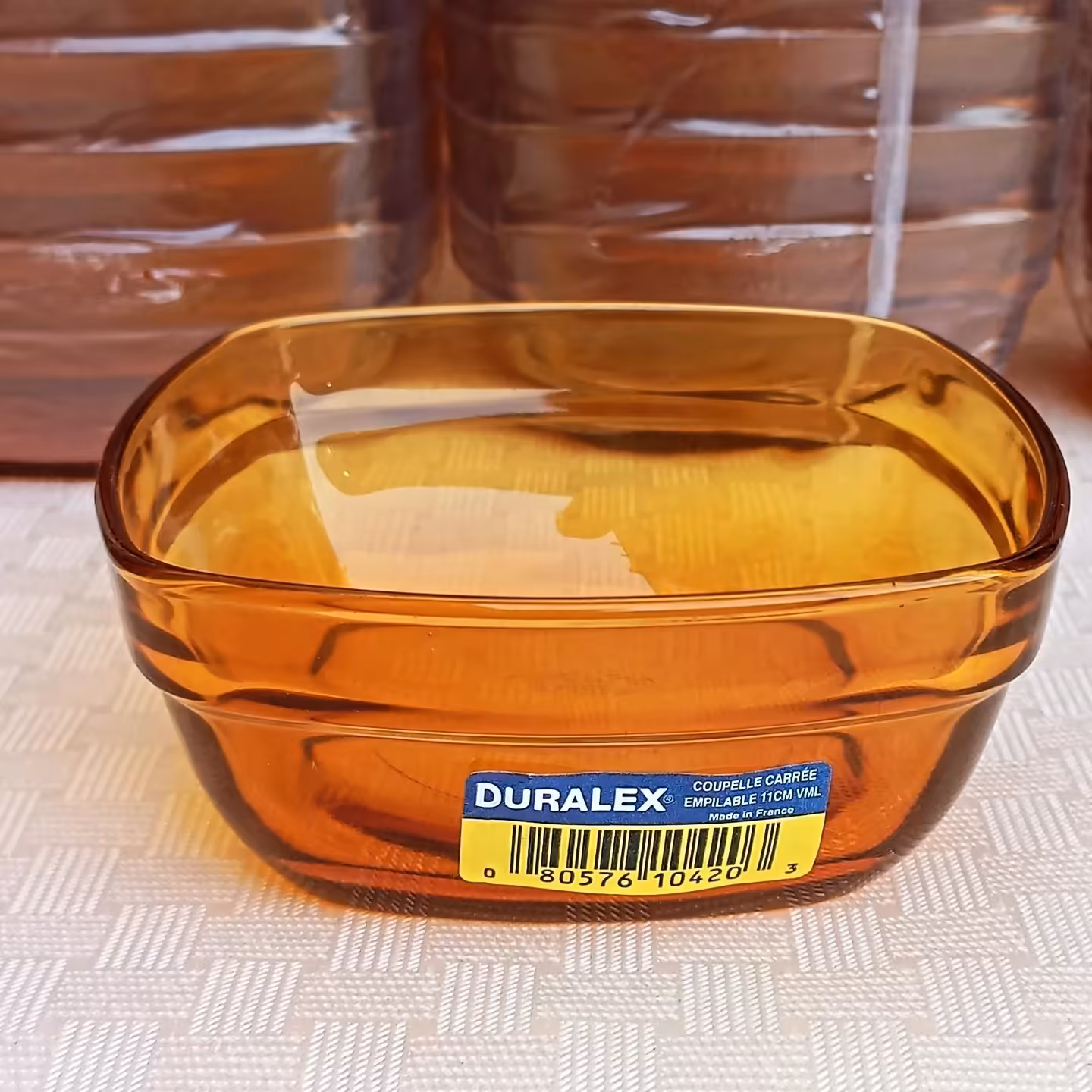 پیاله چهارگوش  دورالکس فرانسه عسلی  قطر 11 سانت