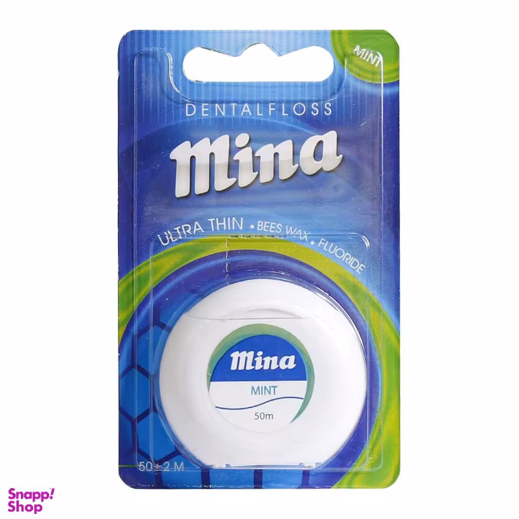 نخ دندان مینا (Mina) مدل Ultra thin با اسانس نعناع طول 50 متر