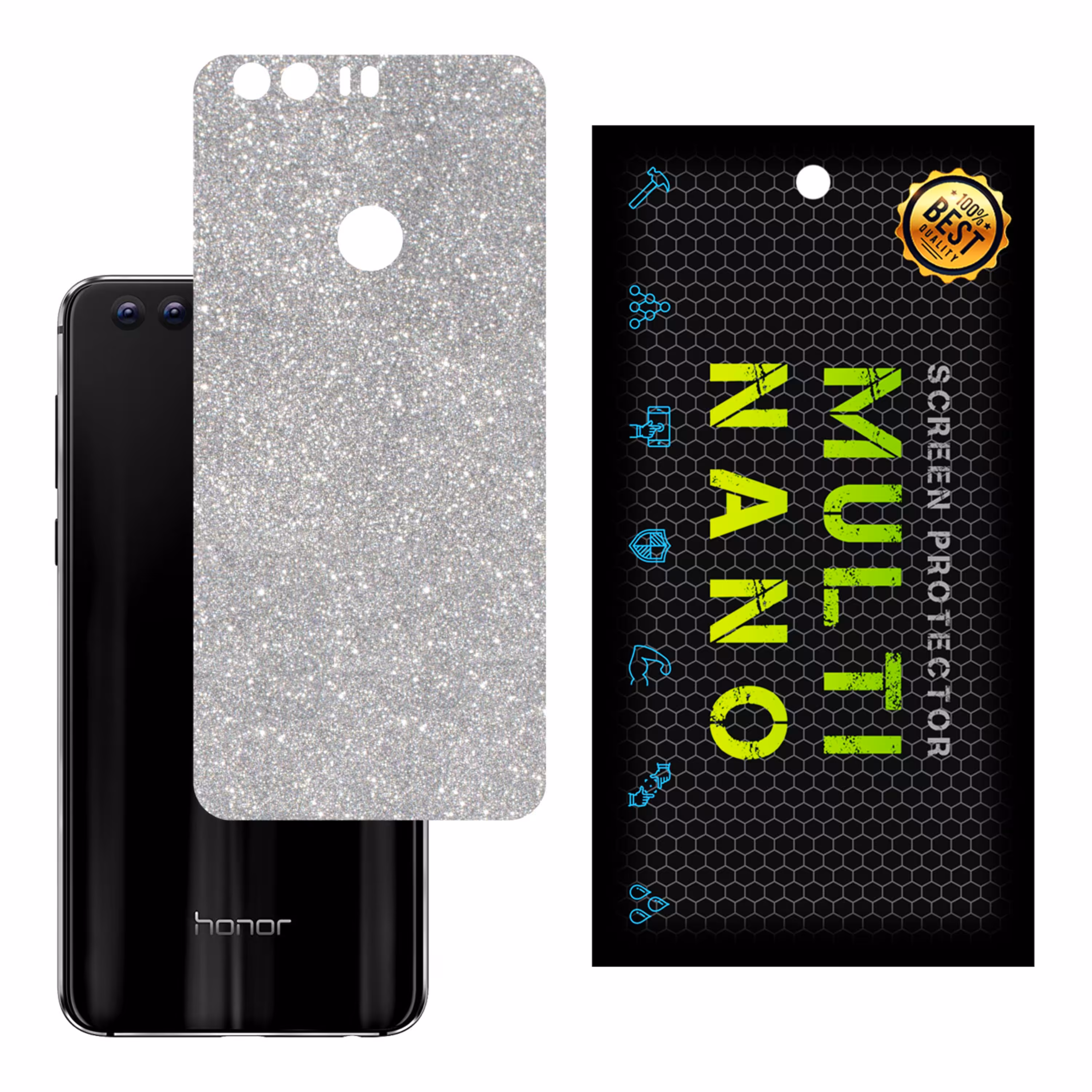 برچسب پوششی MultiNano مدل X-G1F-Silver برای پشت موبایل هوآوی Honor 8