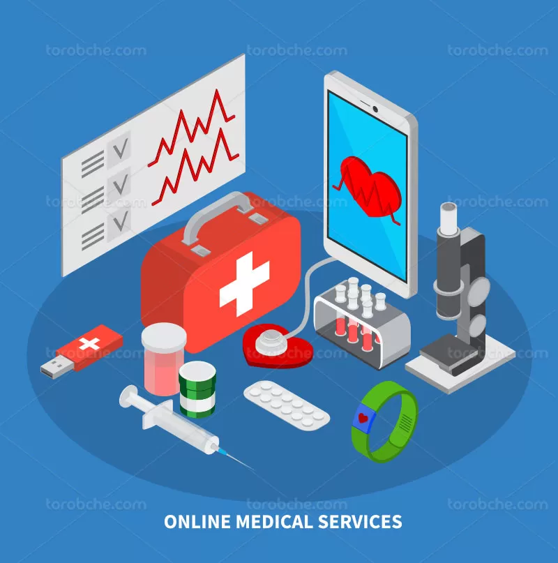 وکتور خدمات پزشکی آنلاین | گرافیک با طعم تربچه