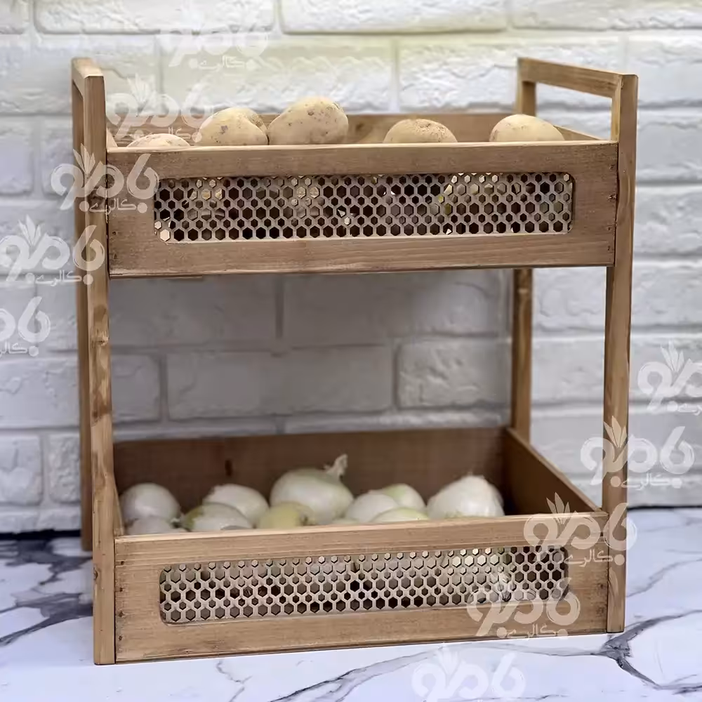 استند سیب زمینی چوبی طرح حصیری