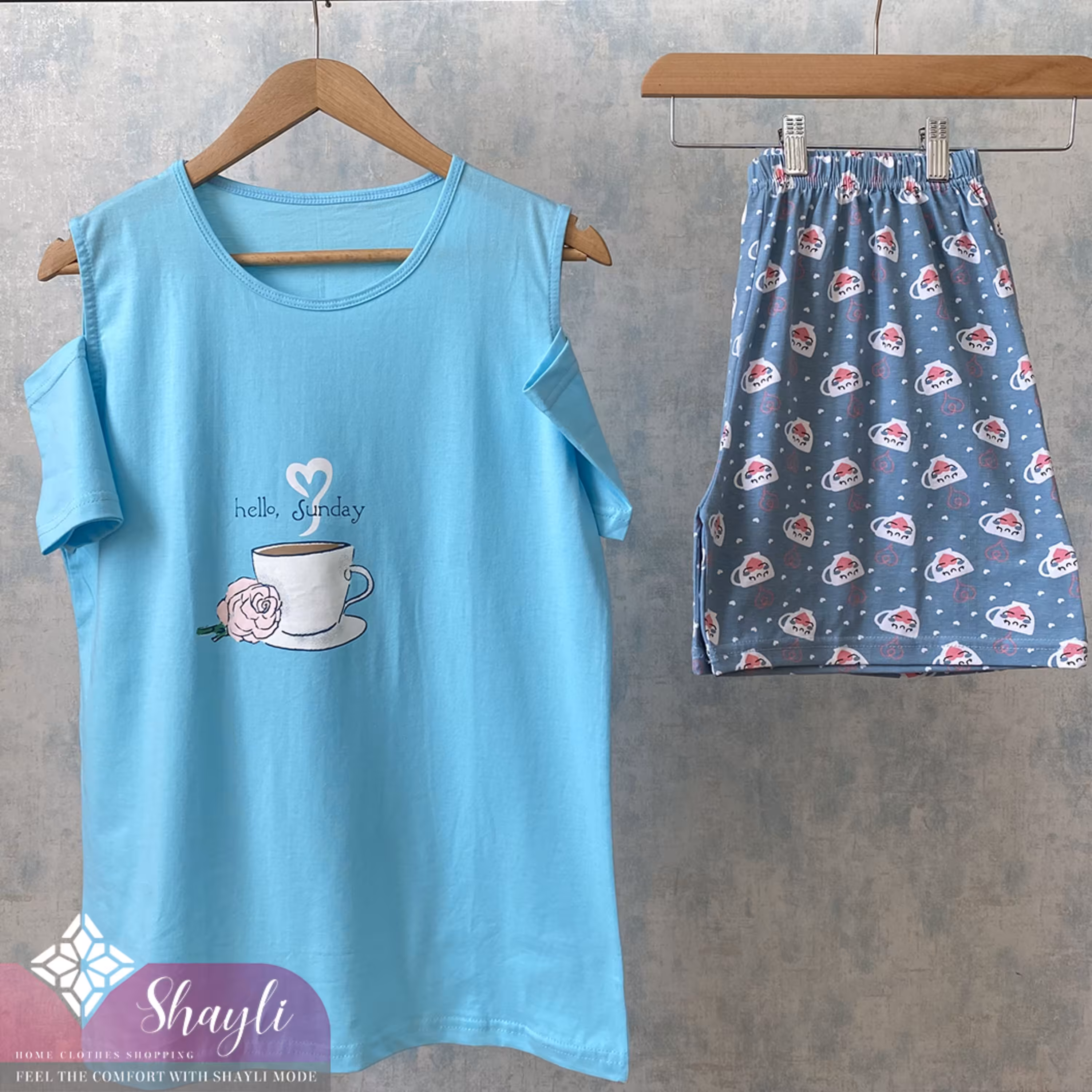 ست لباس راحتی زنانه تیشرت با شرتک کد 2540(سایزبندی 40 تا 46)