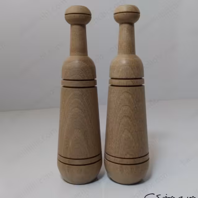 یک جفت میل باستانی (میل دمبل) دکوری چوبی 11.5 سانتی 