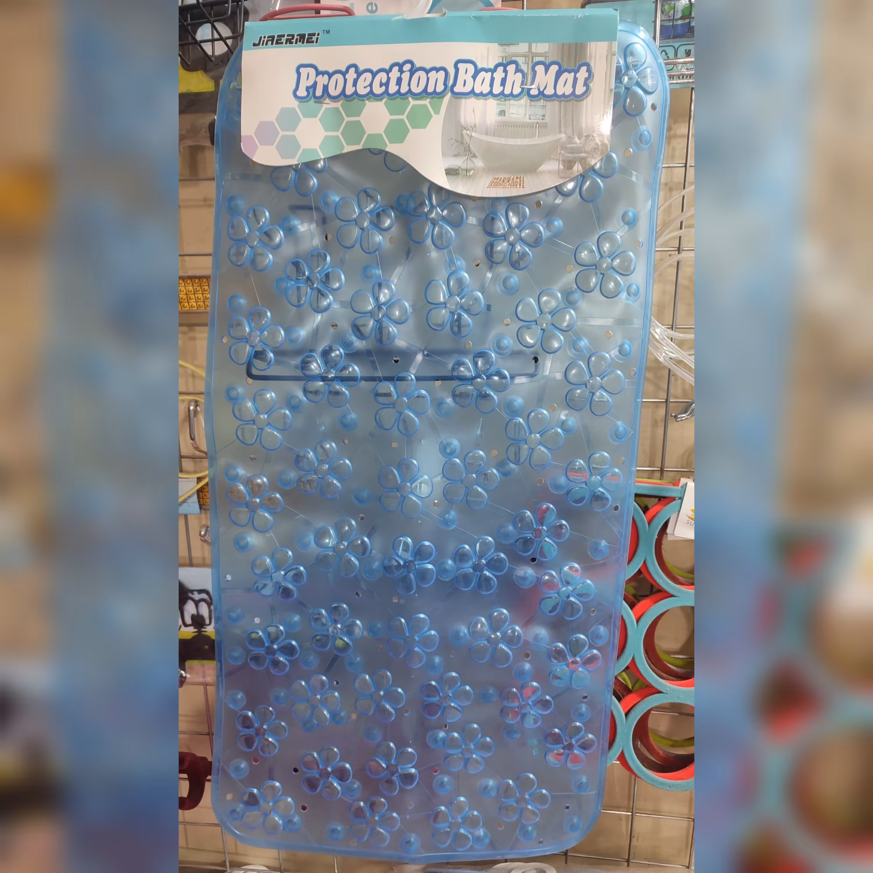 زیردوشی مستطیل گل شیشه ای رنگ آبی