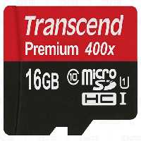 رم میکرو اس‌دی 16 گیگابایت Transcend Class 10 Premium 400X