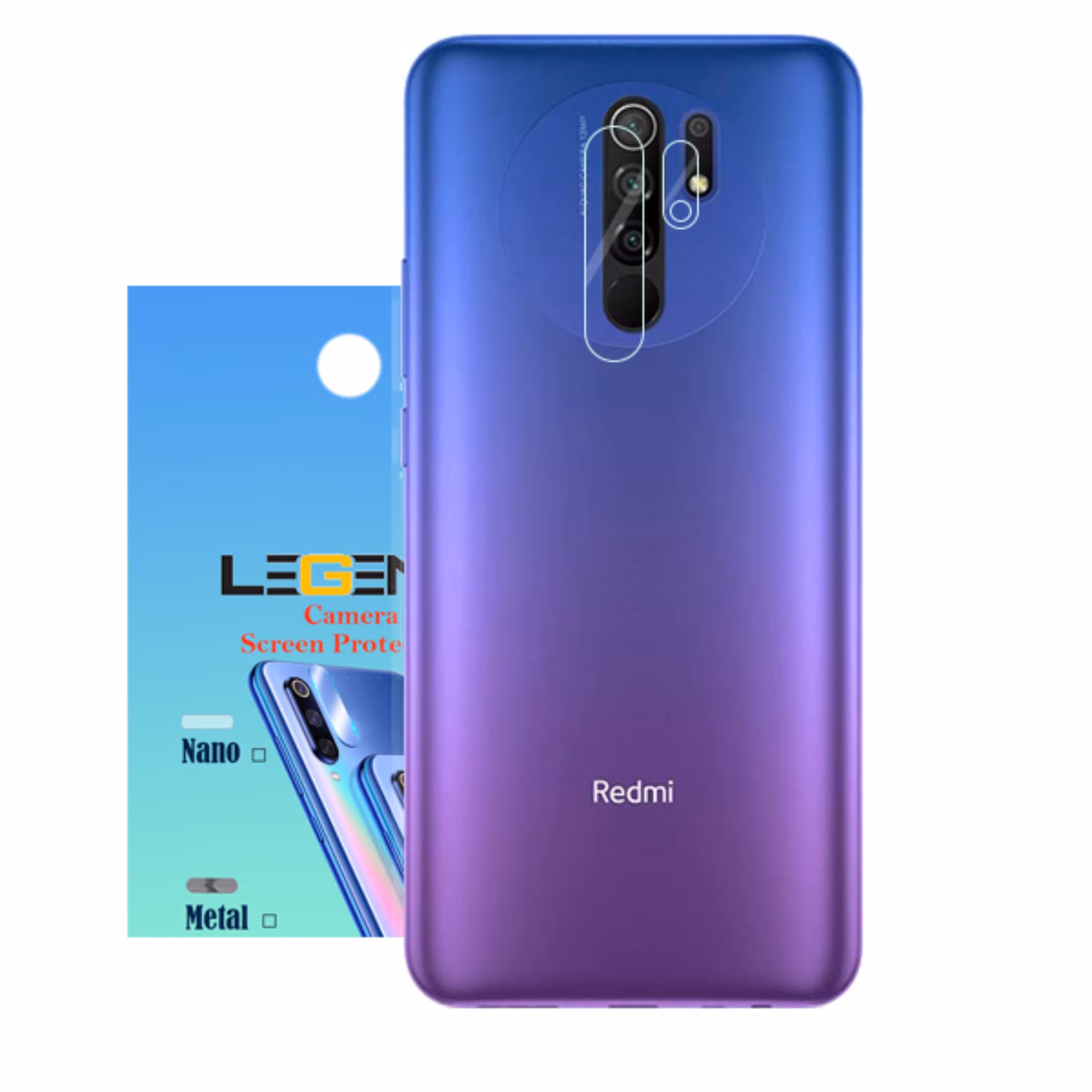 محافظ لنز دوربین لجند مدل نانو گلس مناسب موبایل شیائومی Redmi 9