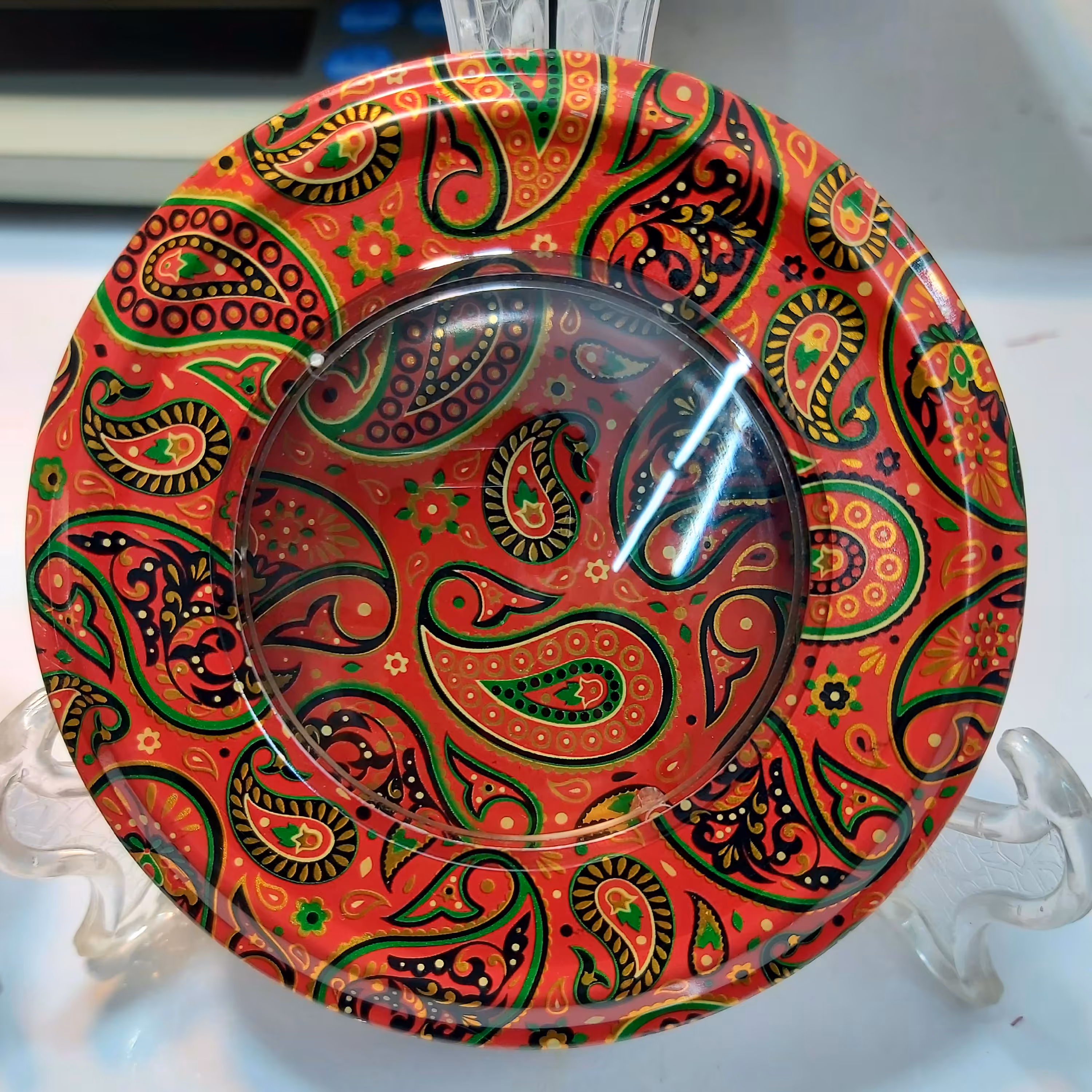 ظرف خاتم زعفران 5گرمی طرح سنتی گل قرمز