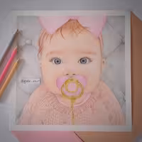 نقاشی چهره مدادرنگی اندازه A4