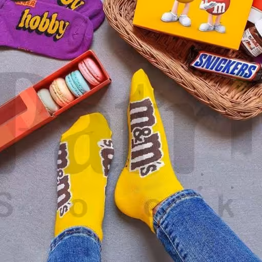 جورابای خوشمزمووووون😋😋😋جوراب مچی طرح شکلات زرد