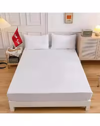 سرویس ملحفه و روبالشی دو نفره 5 تکه سفید نوپه هوم Nopehome طرح مینیمال کد A10